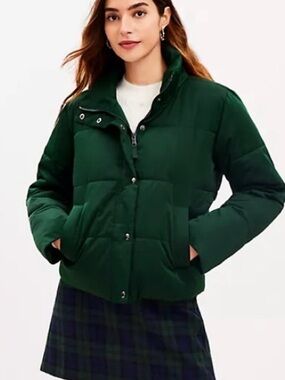 LOFT Sateen Quilted Puffer Jacket